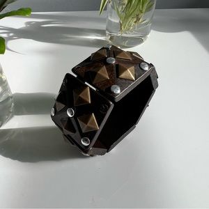 Wood + Metal Brown Bracelet